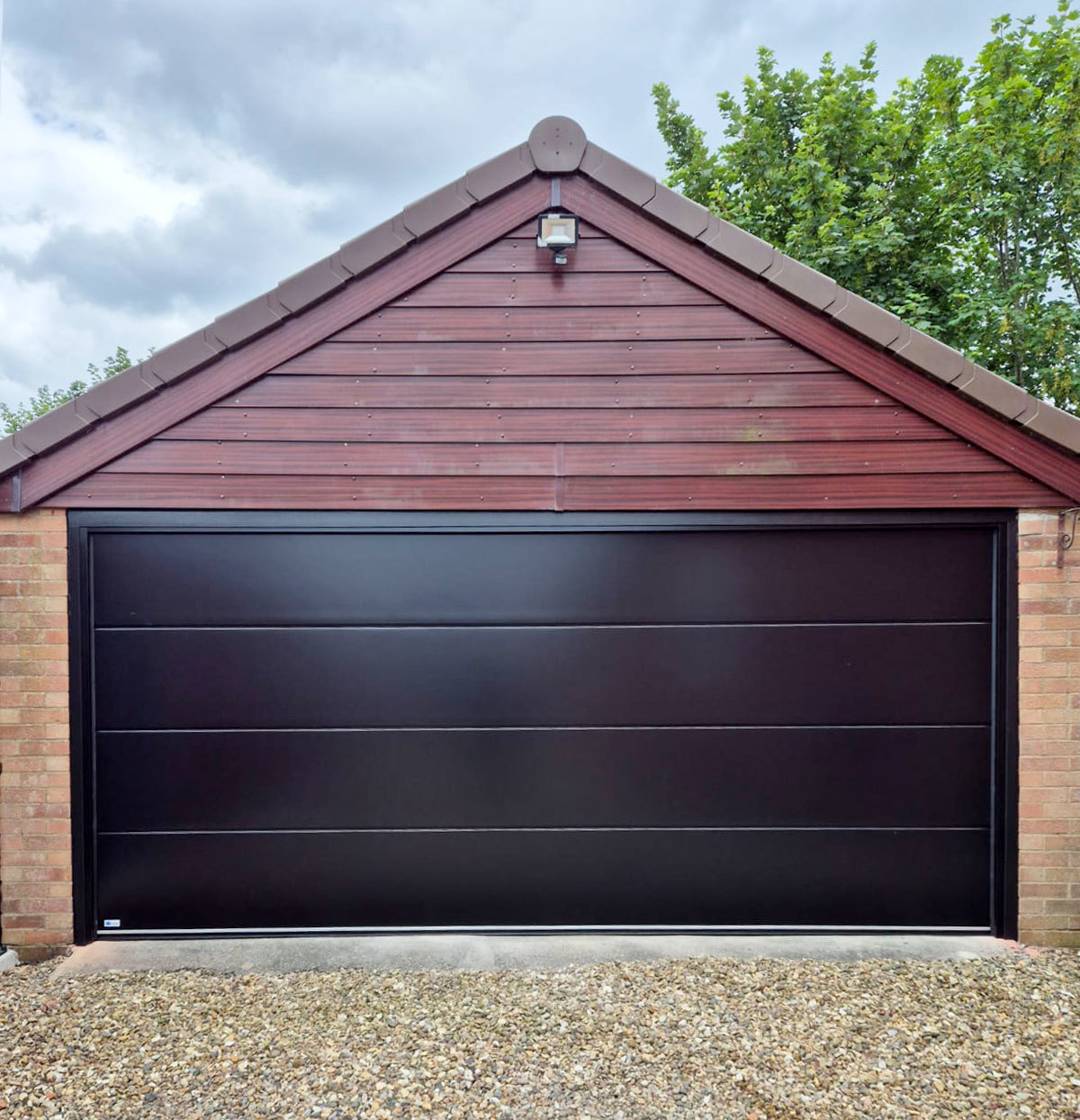 Black Double Width Insulated Ribbed Sectional Garage Door, Glenrothes