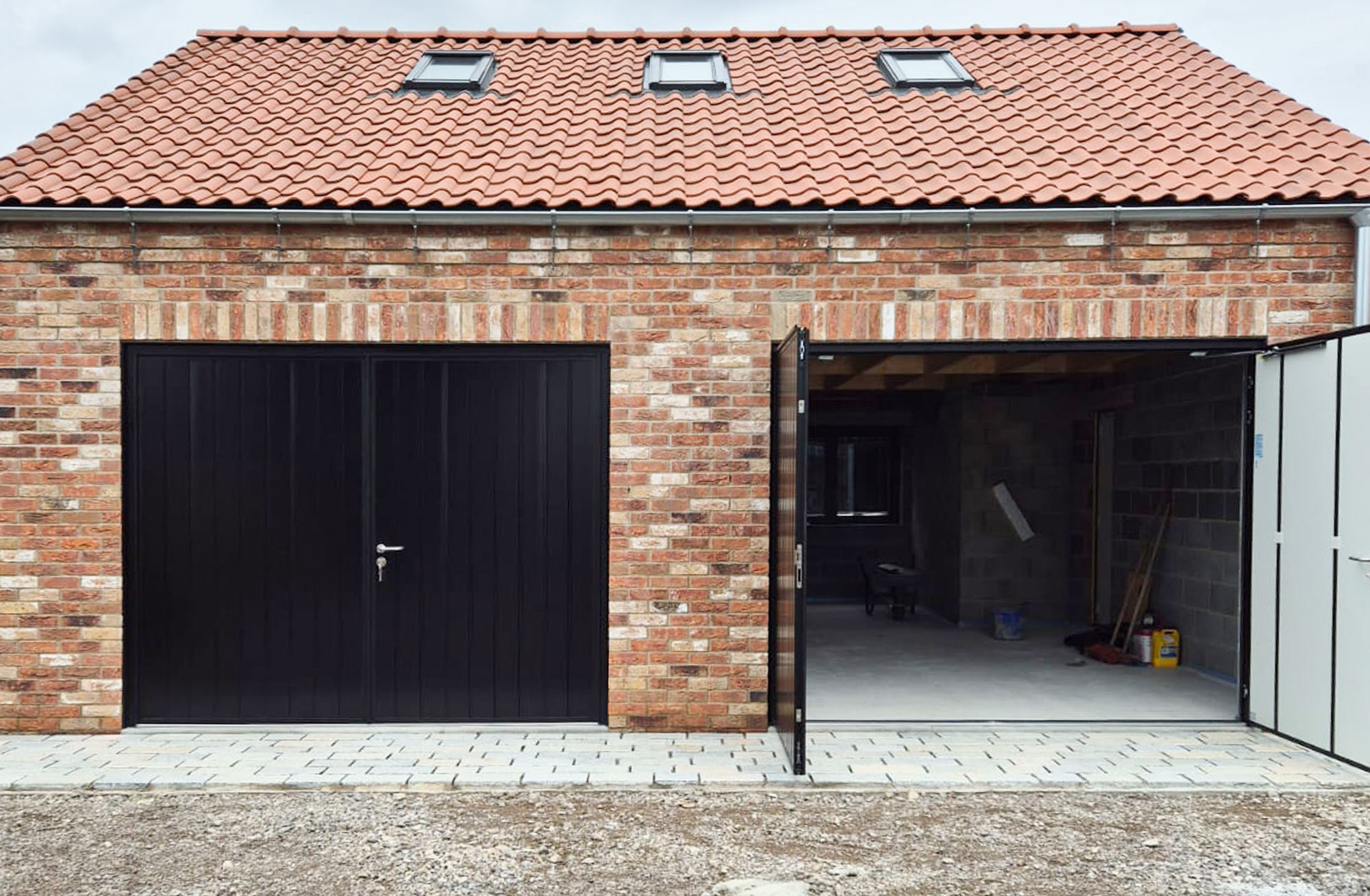 Pair of Black Insulated Side Hinged Garage Doors, Falkirk