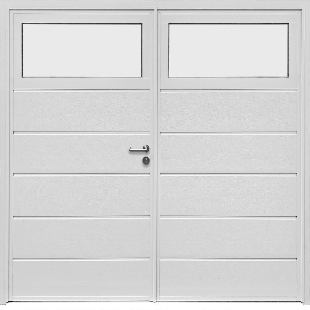 Traditional Centre Ribbed Horizontal - Woodgrain White - Plain Window Option