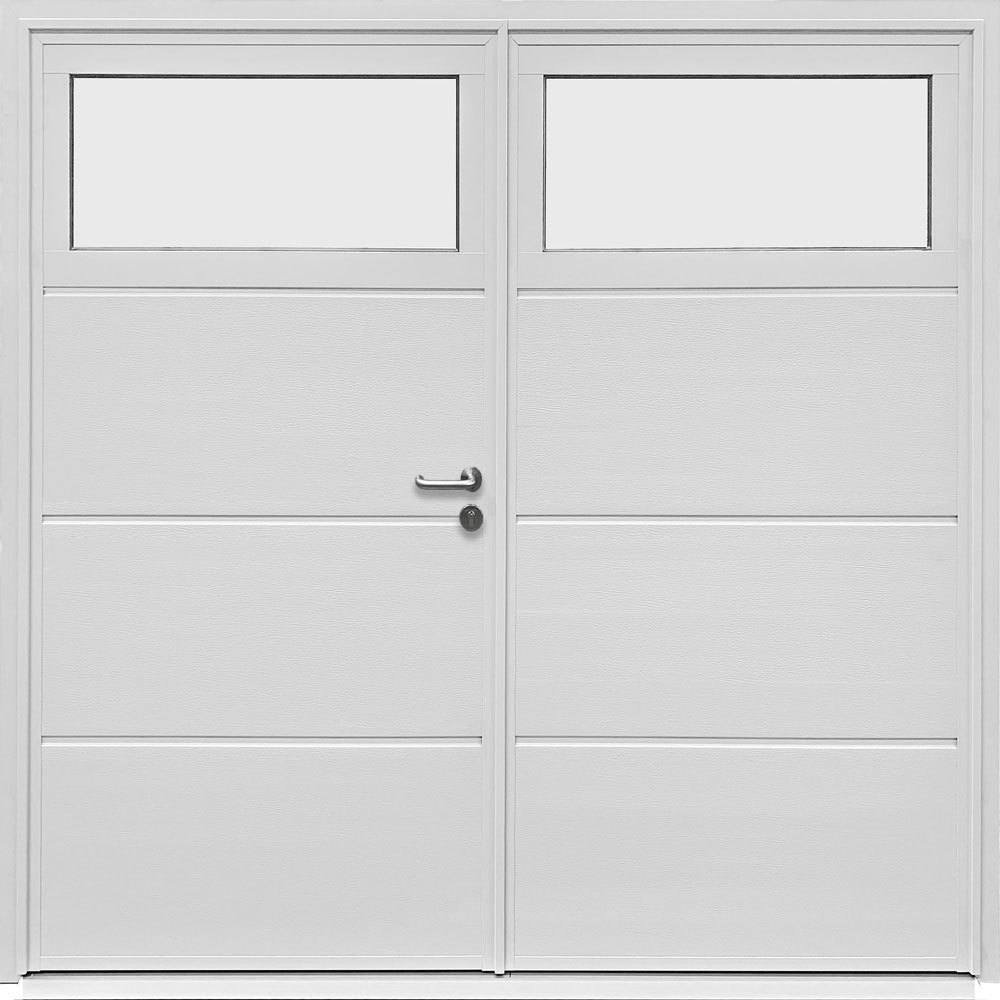 Traditional Solid Horizontal - Woodgrain White - Plain Window Option