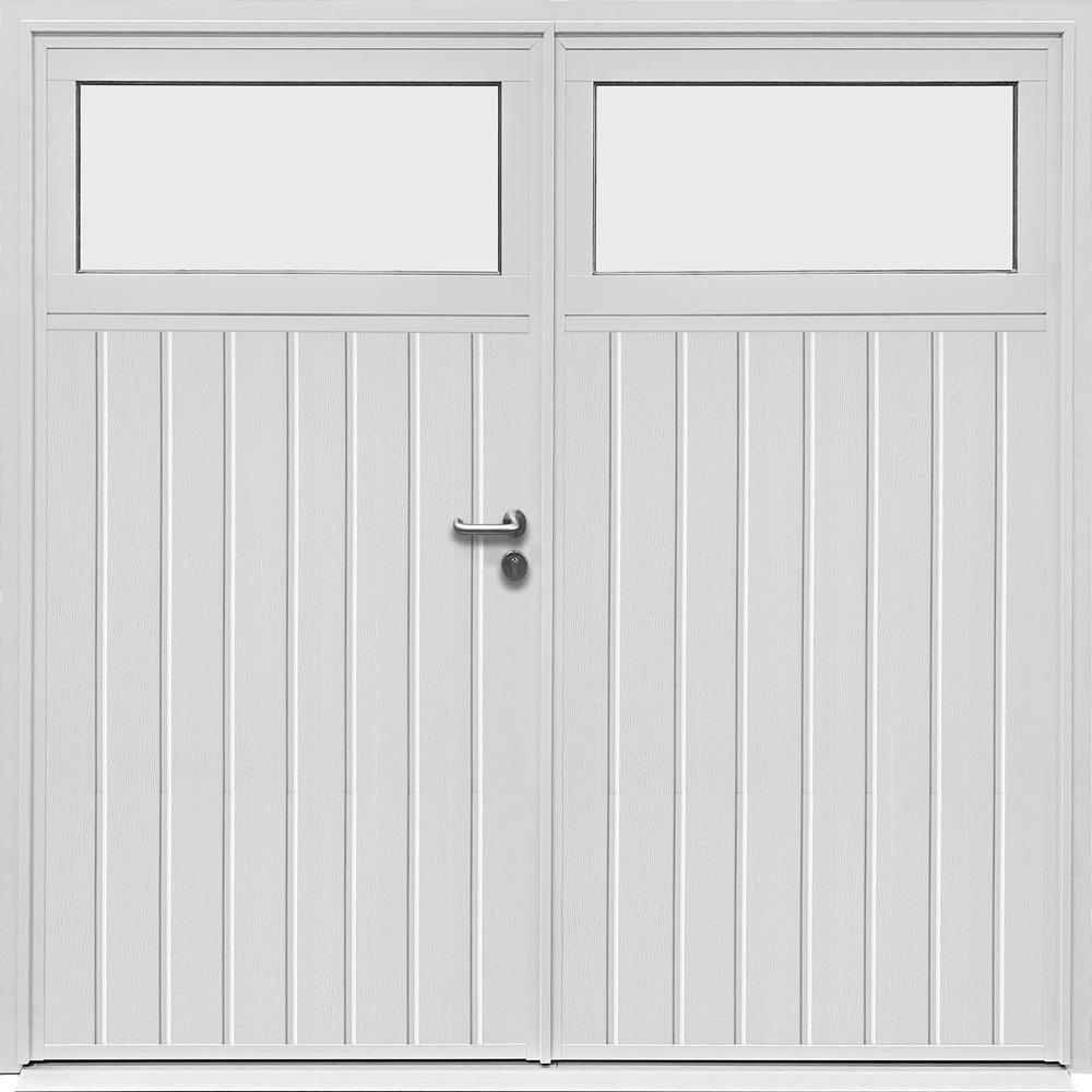 Traditional Standard Ribbed Vertical - Woodgrain White - Plain Window Option