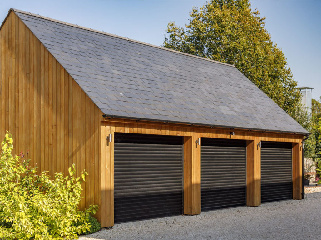 Oxley Insulated Roller Garage Doors in Black Finish