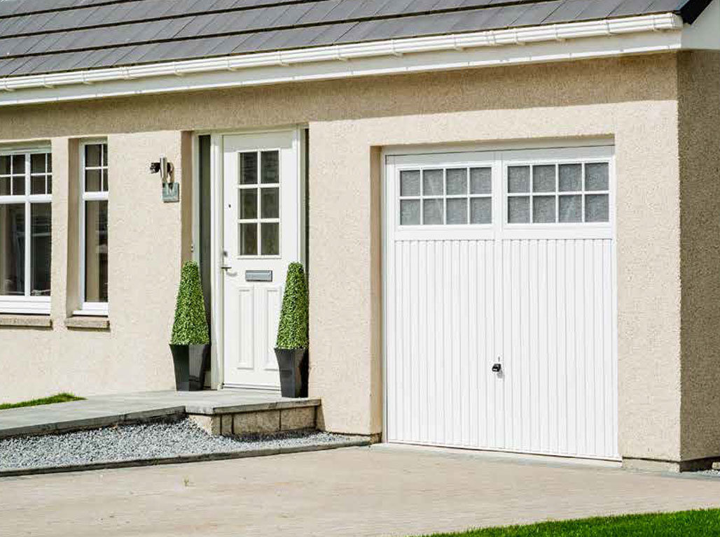 Oxley Steel Up & Over Garage Door In The Salisbury Design Finished In White
