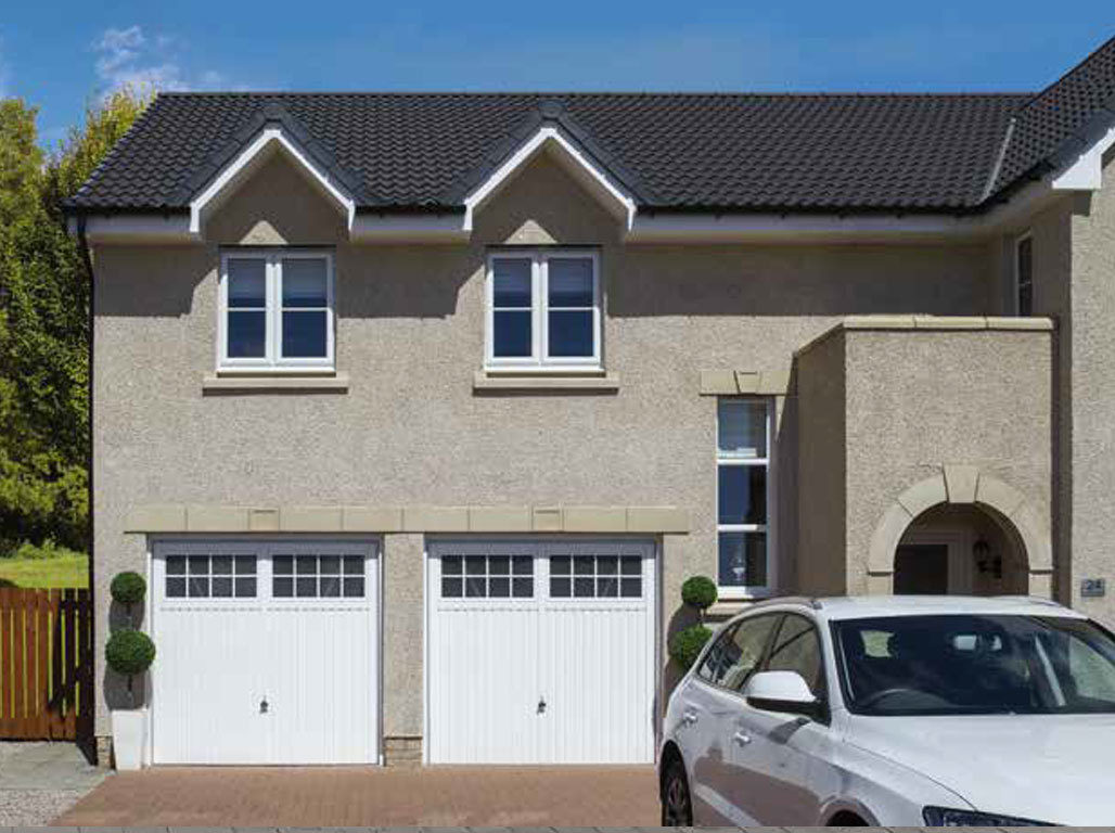 Pair Of Oxley Steel Up & Over Garage Door In The Salisbury Design Finished In White