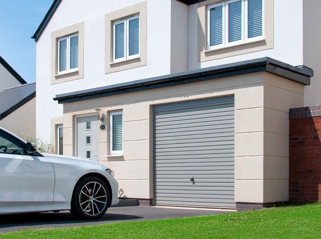 Oxley Steel Up & Over Garage Door In The Horizon Design Finished In Window Grey