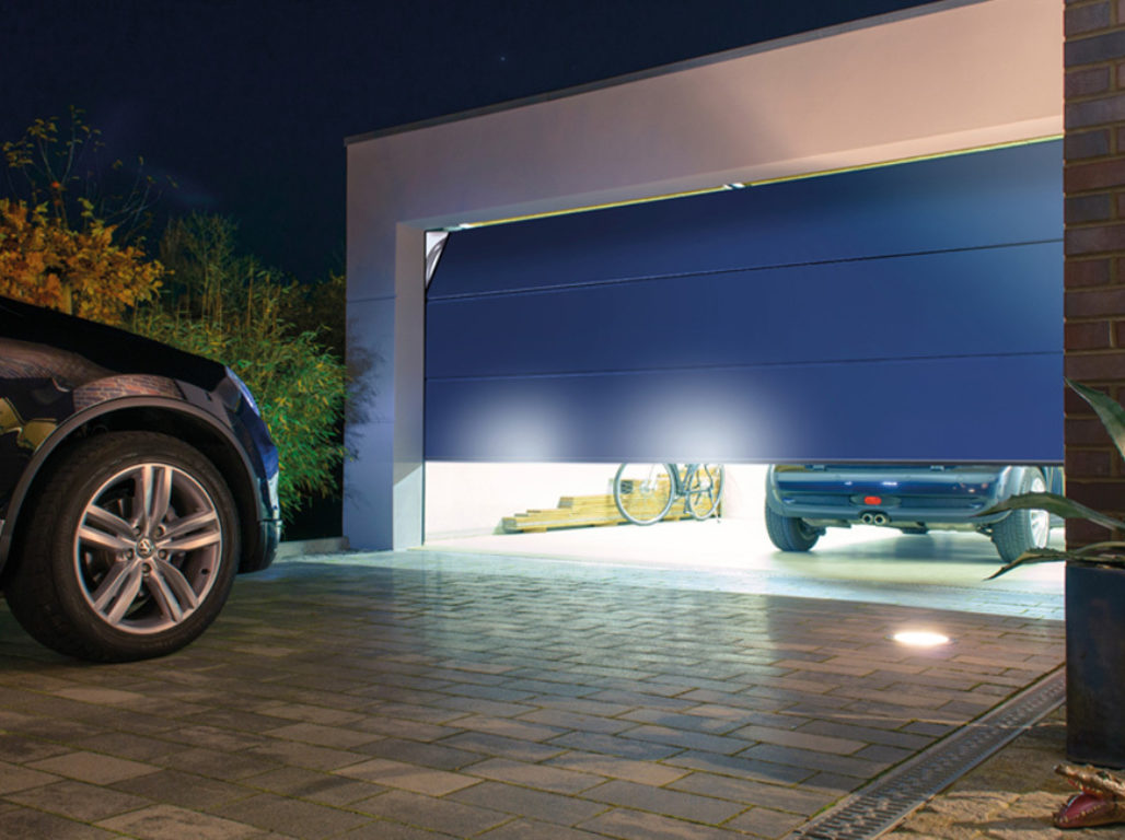 Oxley Solid Sectional Garage Door Finished In Steel Blue