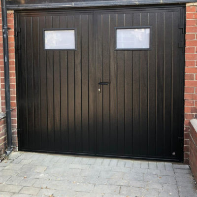 Black Standard Ribbed Side Hinged Garage Door, Grimsby