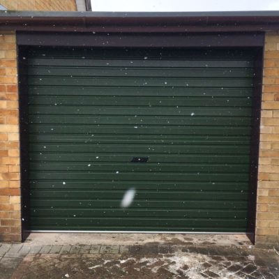 Green Single-Skin Steel Roller Garage Door, Preston