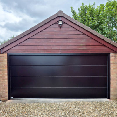 Black Double Width Insulated Ribbed Sectional Garage Door, Glenrothes