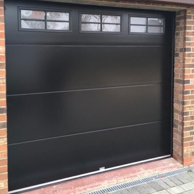 L-Rib Insulated Sectional Garage Door in Black, Grimsby