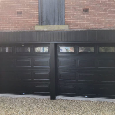 Pair of Black Georgian Sectional Garage Doors with Rectangle 1 Windows, Newcastle