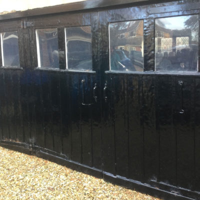 Pair of Black Georgian Sectional Garage Doors with Rectangle 1 Windows, Newcastle