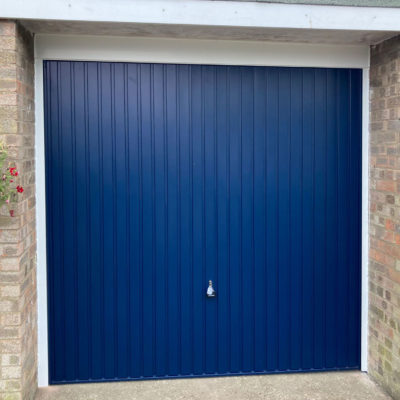 Signal Blue Carlton Steel Up and Over Garage Door, Newcastle