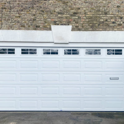 White Georgian Sectional Garage Door with Letterbox, Newcastle